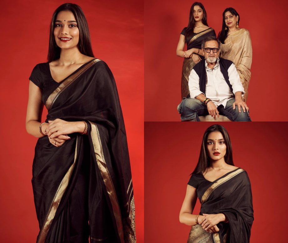 Saiee Manjrekar prompts grace in black saree, check out photos 869002