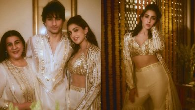 Sara Ali Khan celebrates Dhanteras with Amrita Singh and Ibrahim [Photos]