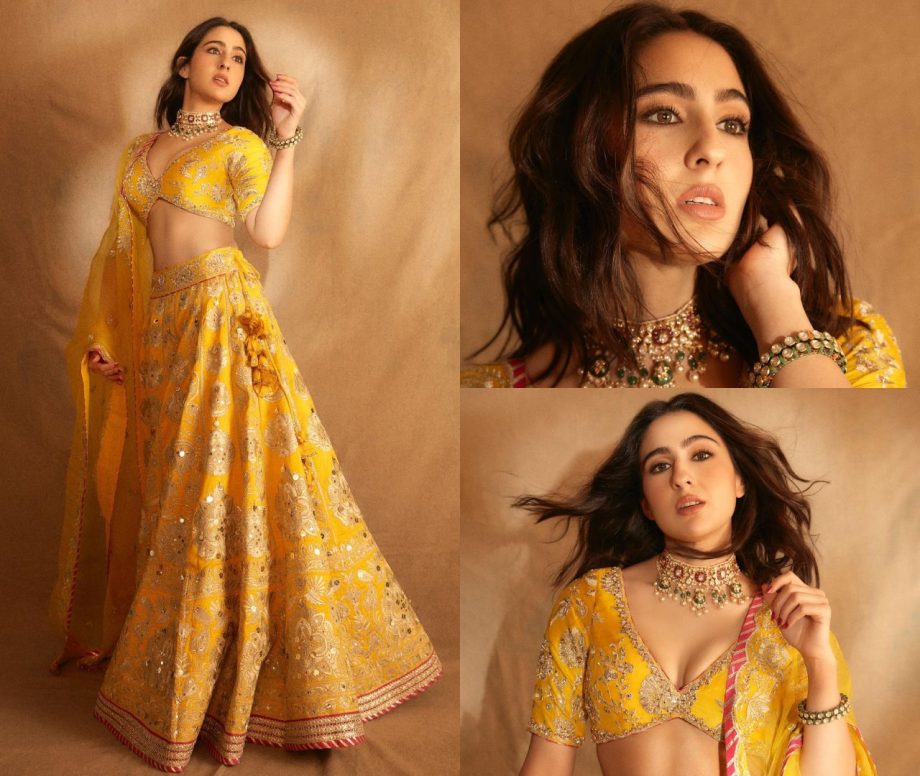 Sara Ali Khan’s golden glow in embellished lehenga creates stir on internet [Photos] 868987