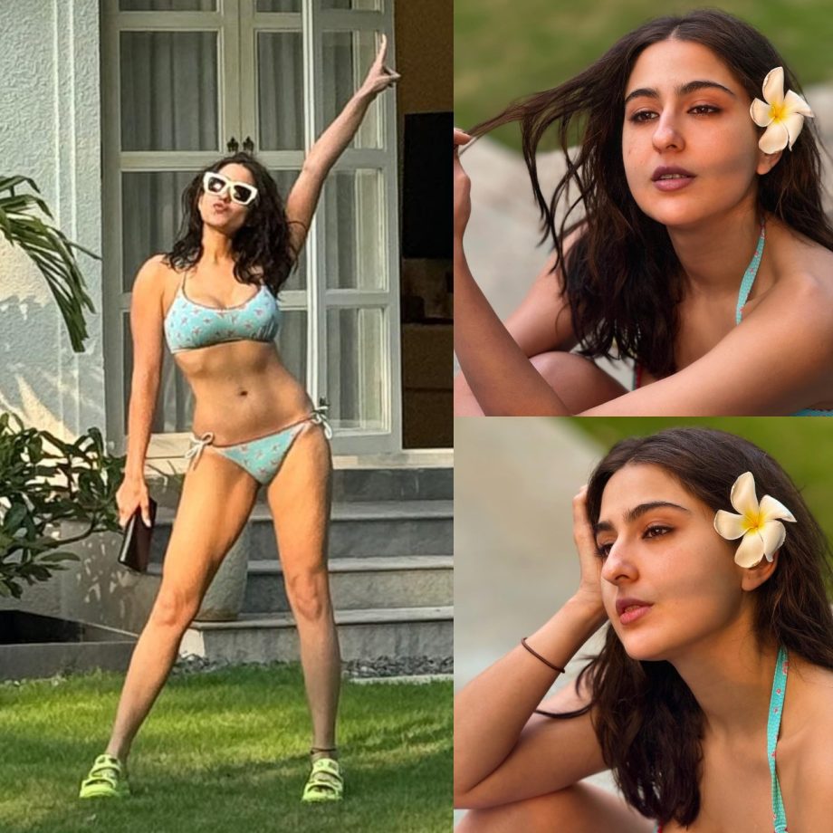 Sexy Photos! Sara Ali Khan goes all glam in blue bikini set 870033