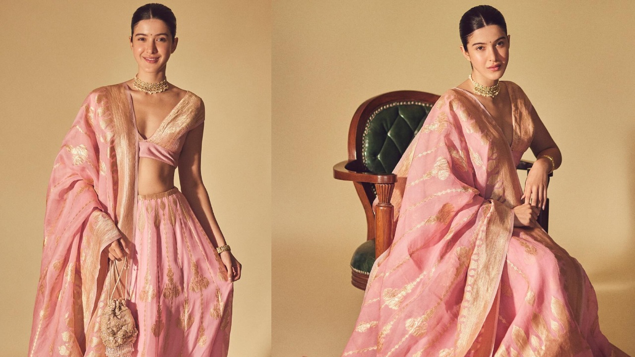 Shanaya Kapoor Looks Regal Beauty In Soft Pink Lehenga With Choker Necklace, See Here 868379