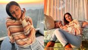 Shehnaaz Gill’s Colorful Cardigan, Denim & Boots Are Stylish Winter Evening Vibes