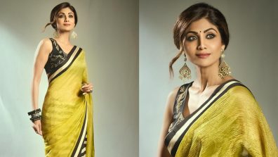 Shilpa Shetty aces contemporary glow in yellow striped saree, see photos