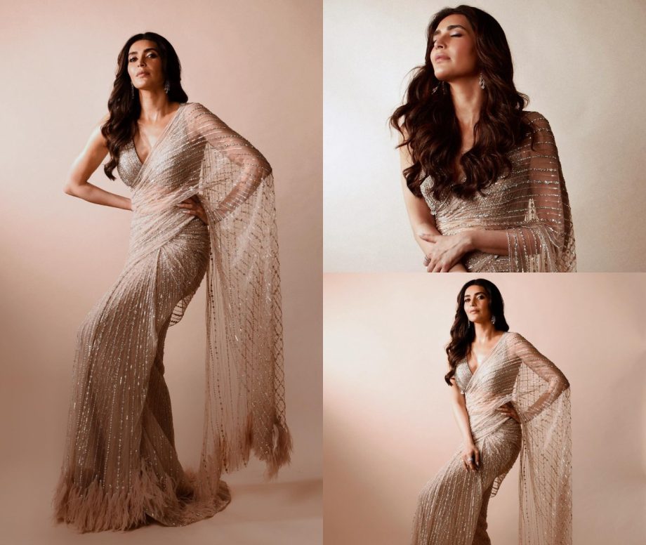 Shimmer Girl! Karishma Tanna stuns in sequin beige saree 868605