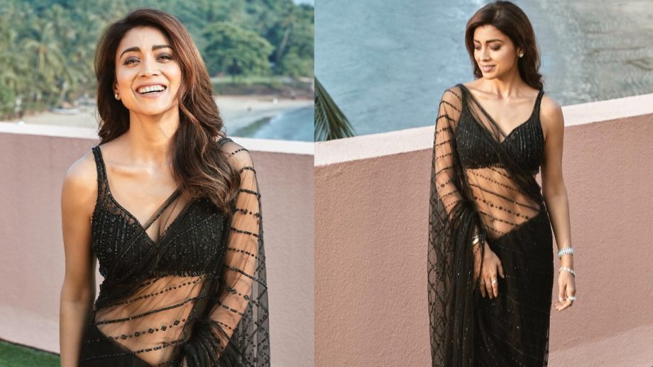 Shriya Saran Exudes Sheer Elegance In Black Saree With Plunging Blouse [Photos]  870596