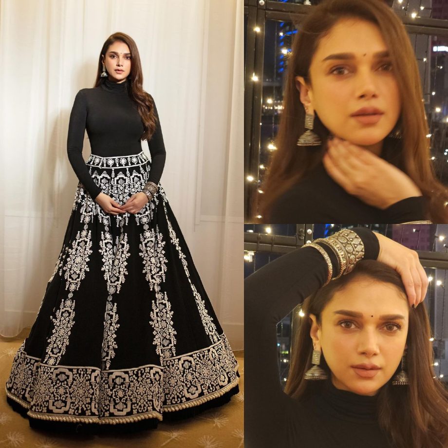 Slaying in style! Aditi Rao Hydari masters ethnic fusion in black handcrafted lehenga 871495