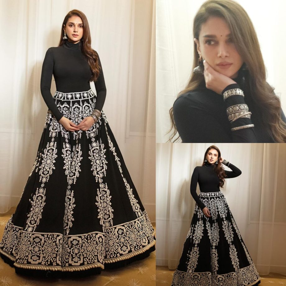 Slaying in style! Aditi Rao Hydari masters ethnic fusion in black handcrafted lehenga 871494