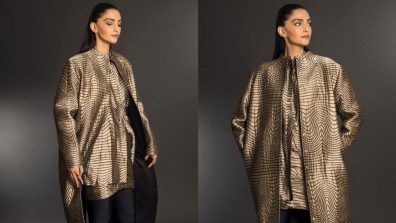 Sonam Kapoor Rocks Fashion Game In Golden Mini Dress With Jacket, See Photos