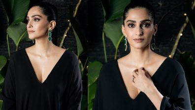 Sonam Kapoor’s Black Matte Dress With Green Statement Earrings Is Classy Office Look