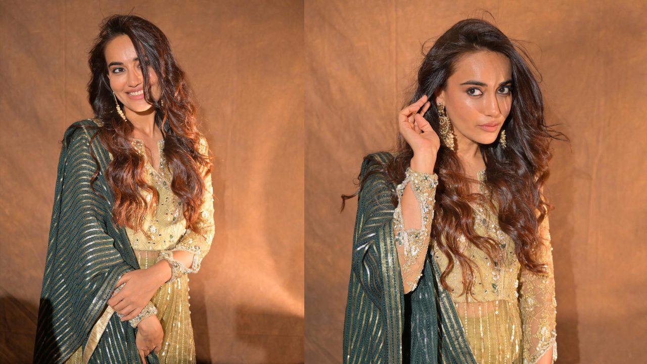 Surbhi Jyoti's Olive Green Embellished Sharara Worth Rs. 50K Is Go-to Look For Sangeet 869530