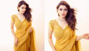 Waves of wow! Hansika Motwani exudes grace in yellow georgette saree and deep neck blouse design