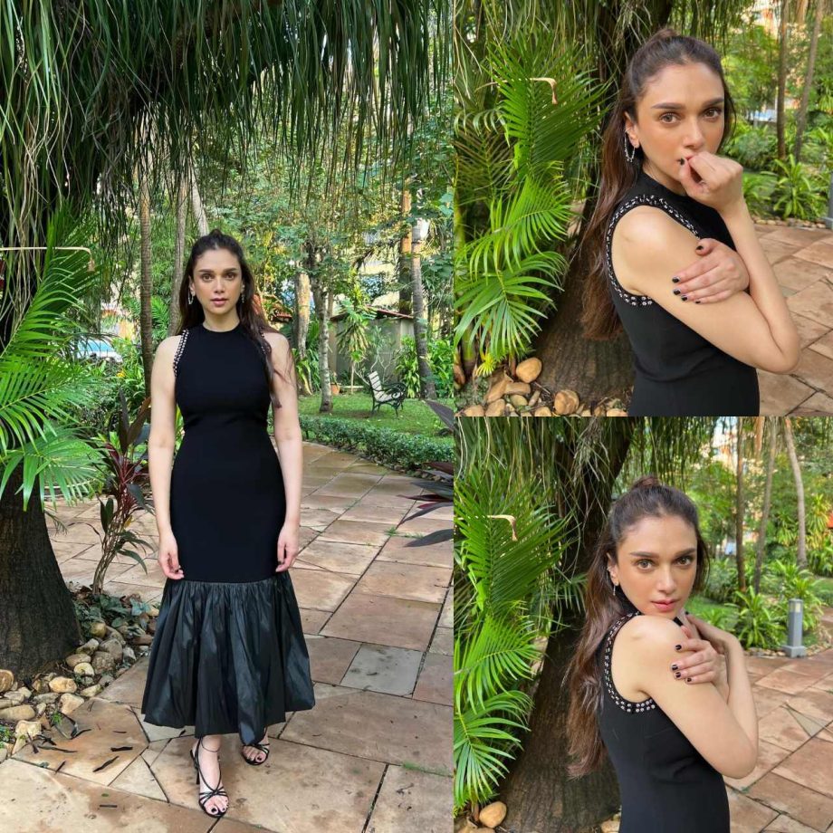 Aditi Rao Hydari sirens minimalism in handcrafted black midi dress worth Rs 31,800 872298