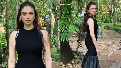 Aditi Rao Hydari sirens minimalism in handcrafted black midi dress worth Rs 31,800