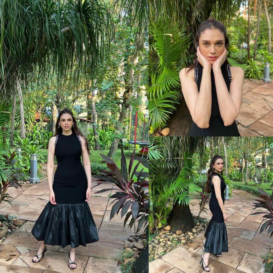 Aditi Rao Hydari sirens minimalism in handcrafted black midi dress worth Rs 31,800 872297