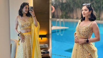 Aditi Sharma’s Yellow Mirror Work Lehenga Is Go-to Choice This Wedding Season