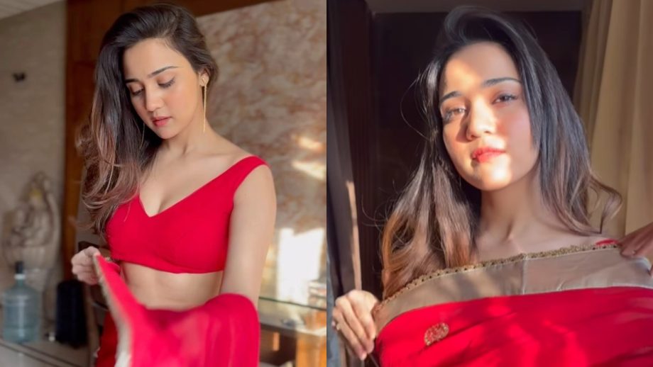 Ashi Singh Turns Desi Girl In Bold Red Saree With Red Lips, Watch 875918