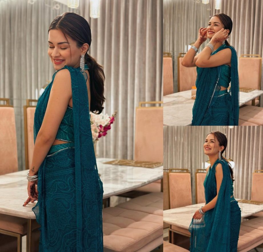 Avneet Kaur keeps it chic in teal blue ruffle edge chiffon saree worth Rs 26,240 874276