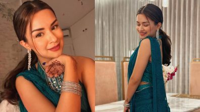 Avneet Kaur keeps it chic in teal blue ruffle edge chiffon saree worth Rs 26,240