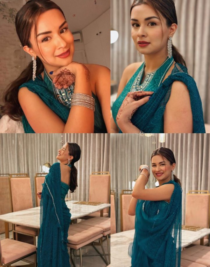 Avneet Kaur keeps it chic in teal blue ruffle edge chiffon saree worth Rs 26,240 874275