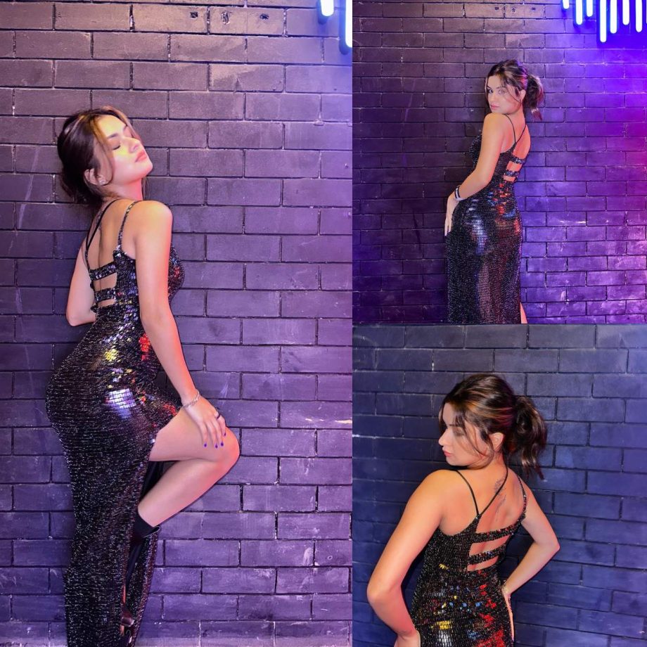 Be Party Ready Like Avneet Kaur In Body-hugging Black Shiny Dress 874492