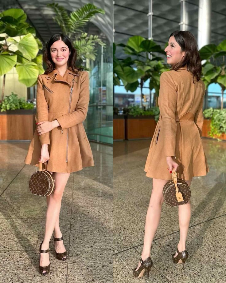 Divya Khosla Kumar makes a case for peplum beige leather jacket 876332