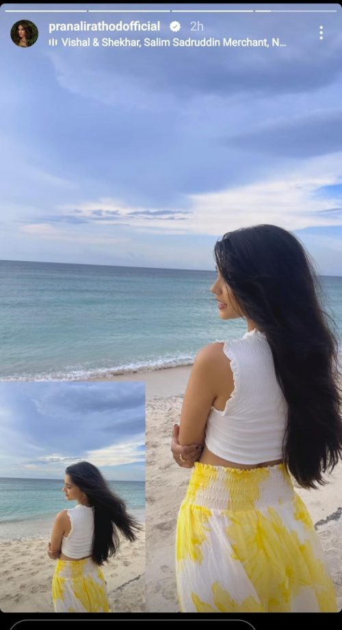 Dreamy n Divine! Pranali Rathod turns beach fairy in white crop and tie-dye flare skirt 876023