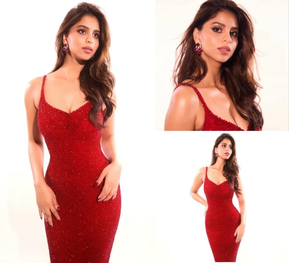 Glam on edge! Suhana Khan goes spicy in cherry red sequinned bodycon [Photos] 874637