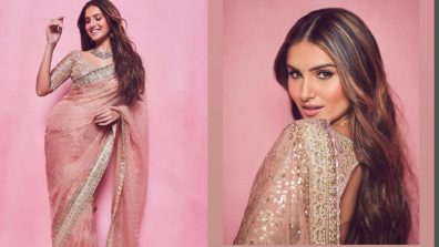 Gorgeous: Tara Sutaria curls grace in mauve embellished saree, see photos