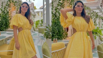 Hina Khan is sunshine personified in flared cutout yellow dress, see photos