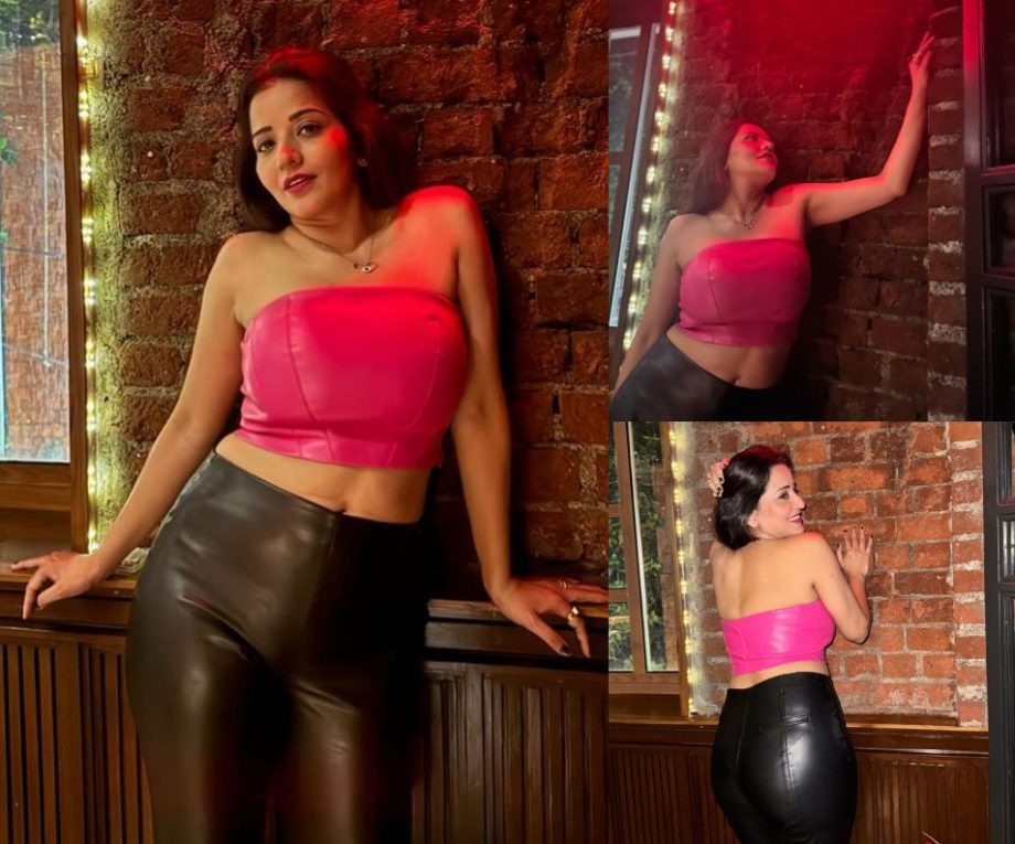 Hotness Alert! Monalisa slays in pink tube top and black latex pant 874282