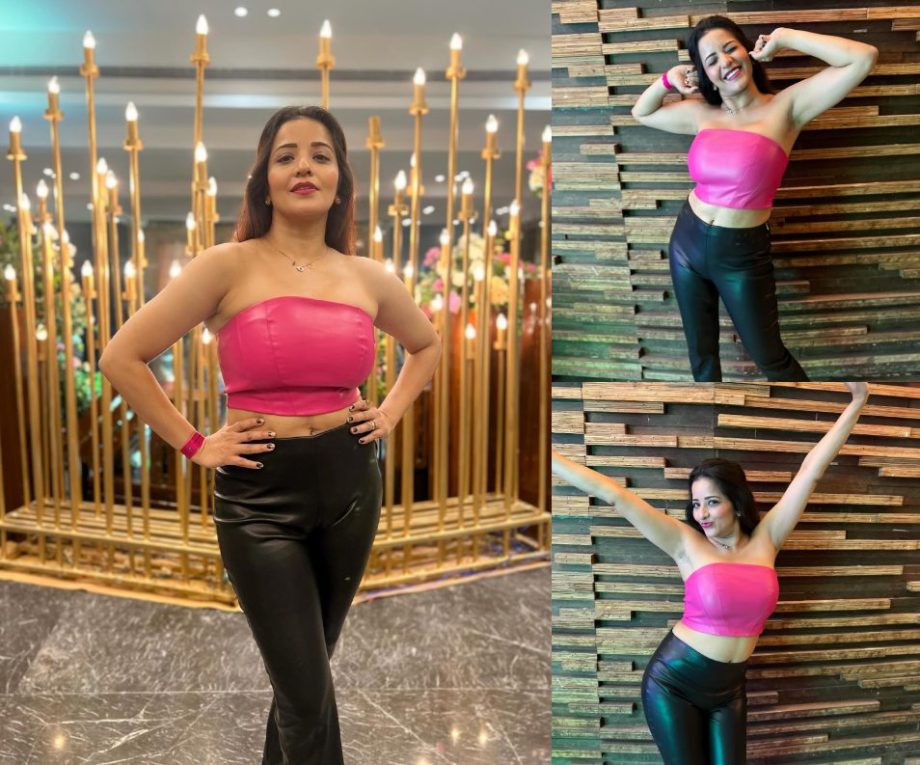 Hotness Alert! Monalisa slays in pink tube top and black latex pant 874281