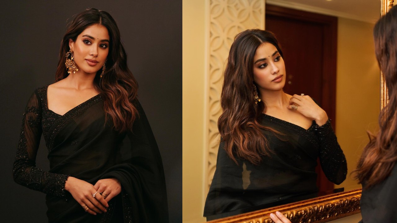 Janhvi Kapoor is glam personified in shimmery black saree, see photos 874015