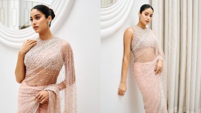 Janhvi Kapoor Shows Sheer Elegance In Blush Pink See-through Saree