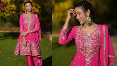 Jasmin Bhasin turns Indian Barbie in pink embellished salwar suit, see photos