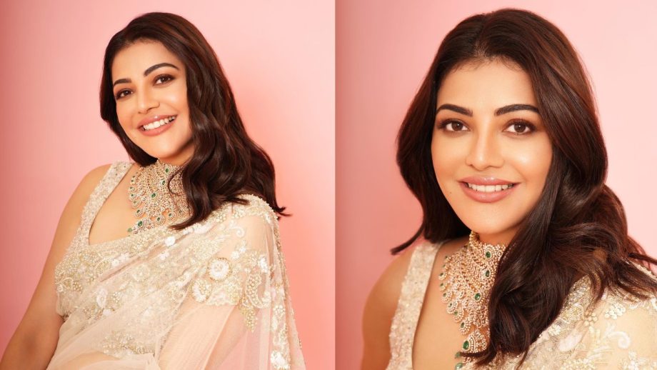 Kajal Aggarwal’s ivory white embellished saree sets the season’s trend [Photos] 874243