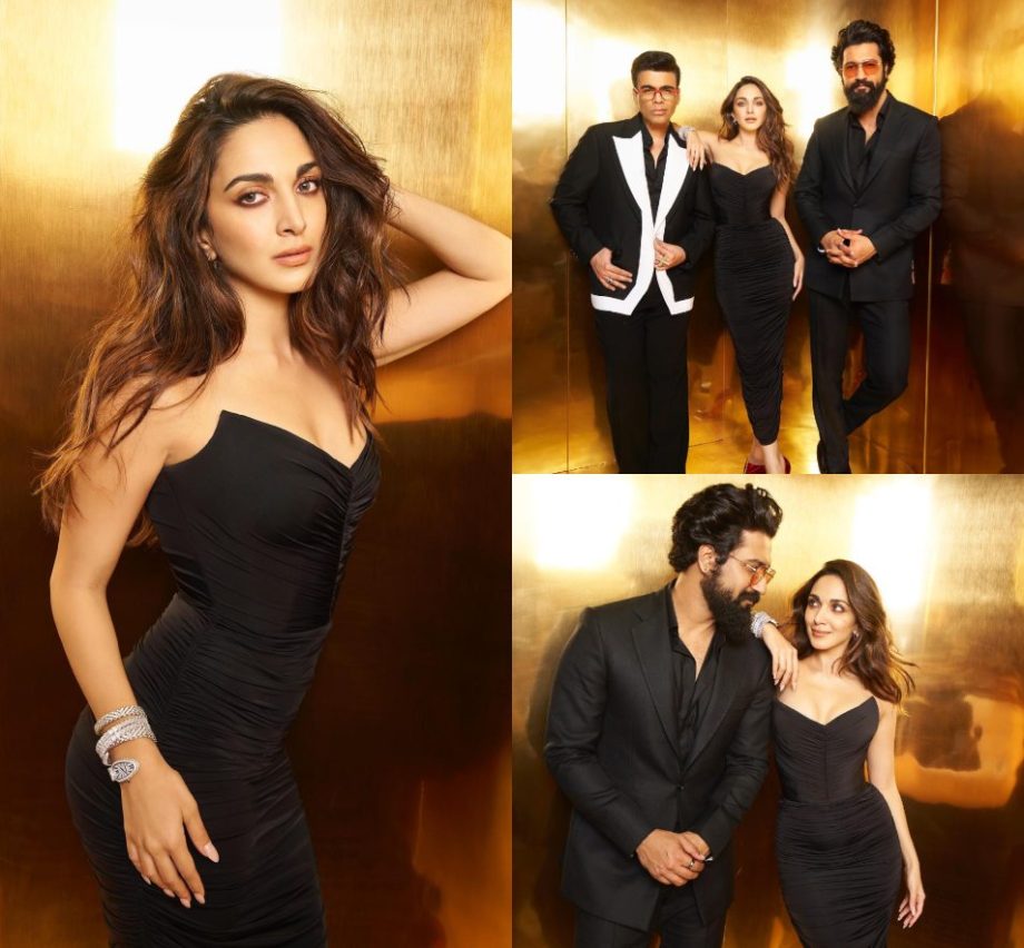 KWK 8: Kiara Advani Poses Chic In Black With Vicky Kaushal And Karan Johar, See Photos 872299