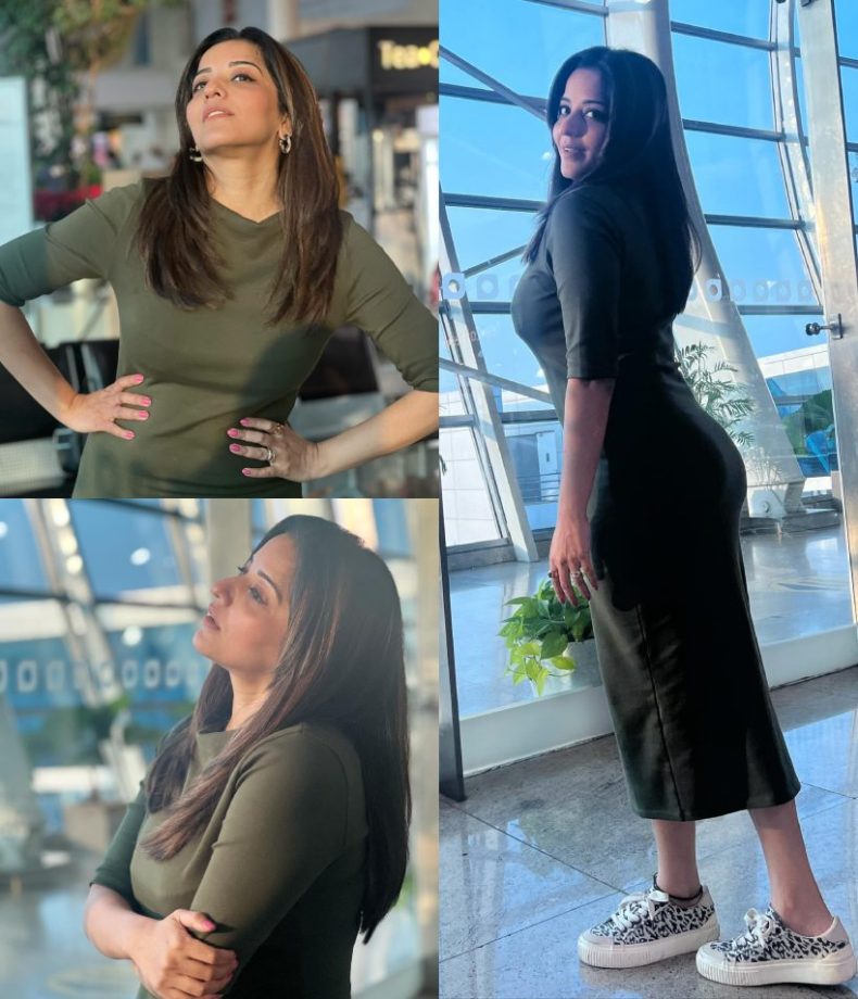 Monalisa Gets Candid Posing At Airport In Bodycon Dress, See Photos 875141