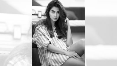 Monochrome Love! Pooja Hegde turns sensuous in  striped shirt dress