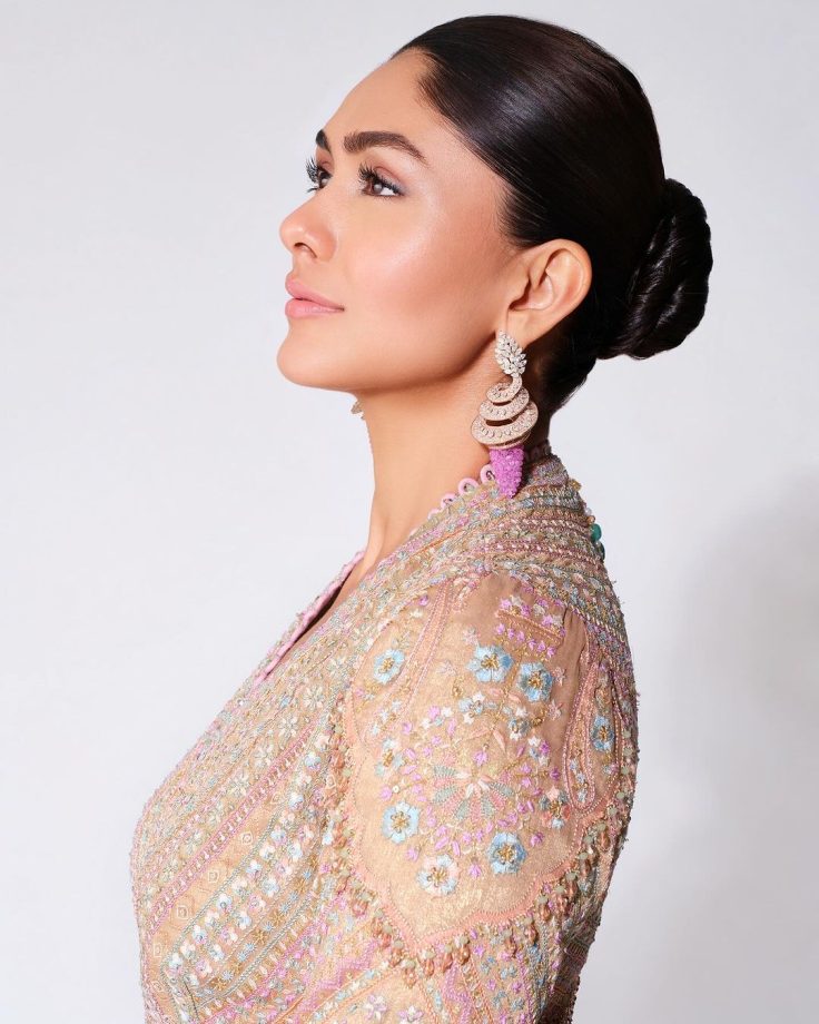 Mrunal Thakur exudes timeless charm in pastel-colored embellished anarkali dress 876088