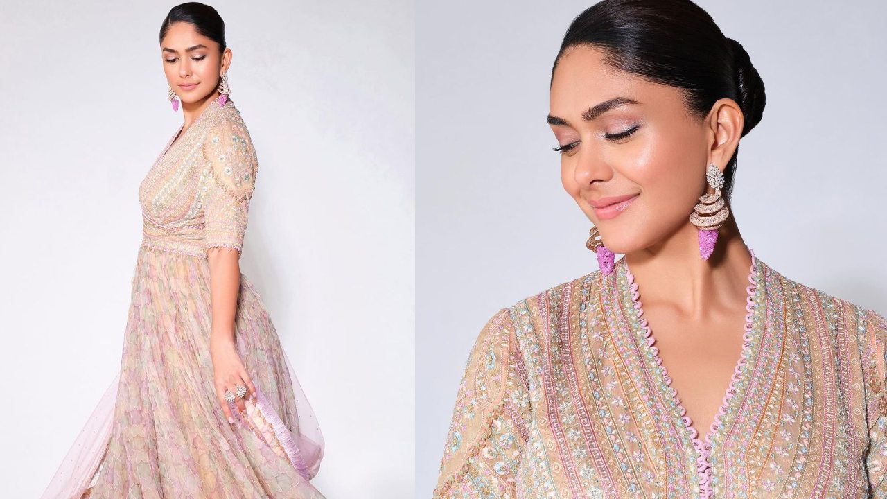 Mrunal Thakur exudes timeless charm in pastel-colored embellished anarkali dress 876086