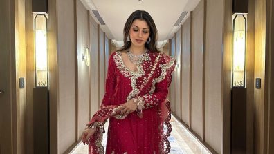 Gorgeous! Hansika Motwani spells royalty in vermillion red sequinned salwar suit