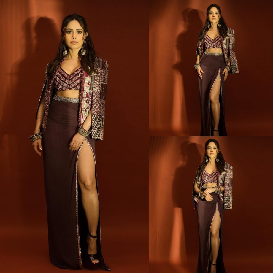 Nushrrat Bharuccha’s boho magic in patchwork jacket and skirt is a no miss! Check out 872779