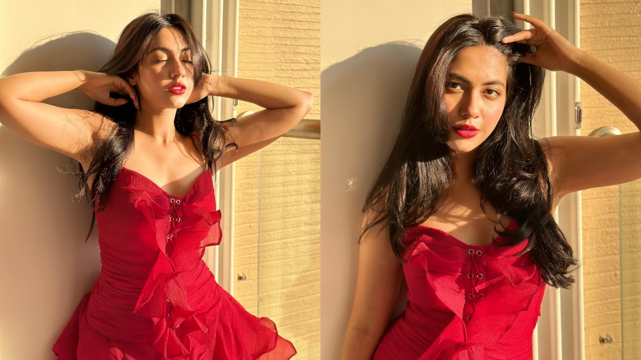 Reem Sameer Shaikh ups glam in red Machi ruffle dress 875896