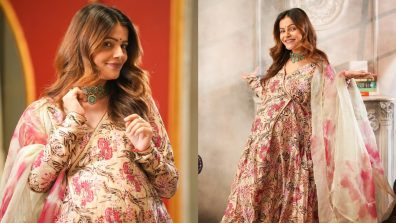 Rubina Dilaik’s Printed Floral Anarkali Set Is Must-have Pregnancy Outfit