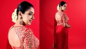 Rupali Ganguly turns ravishing in sheer vermillion red saree and embellished backless blouse