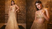 Shanaya Kapoor turns all shimmer in golden embellished contemporary lehenga