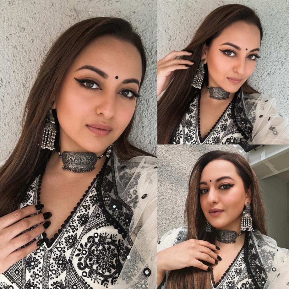 Sonakshi Sinha Serves Desi Glam In White Chikankari Sharara Set With Oxidised Jewels 874502