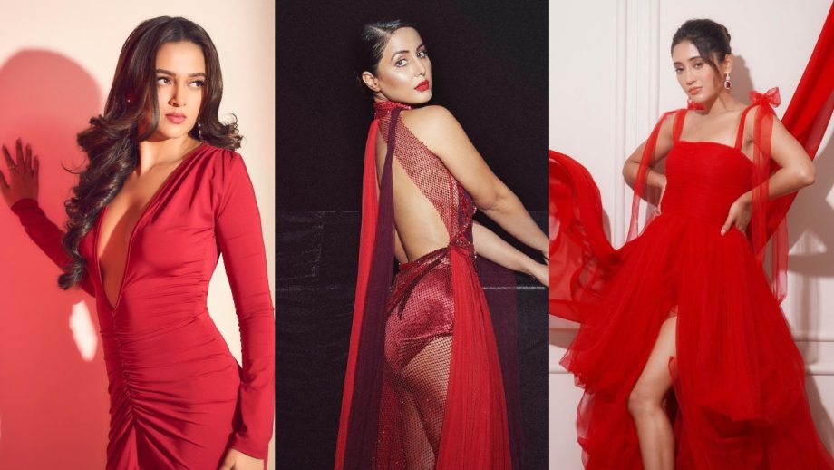 Style Your Christmas Like Tejasswi Prakash, Hina Khan And Shivangi Joshi In Red Dress 874587