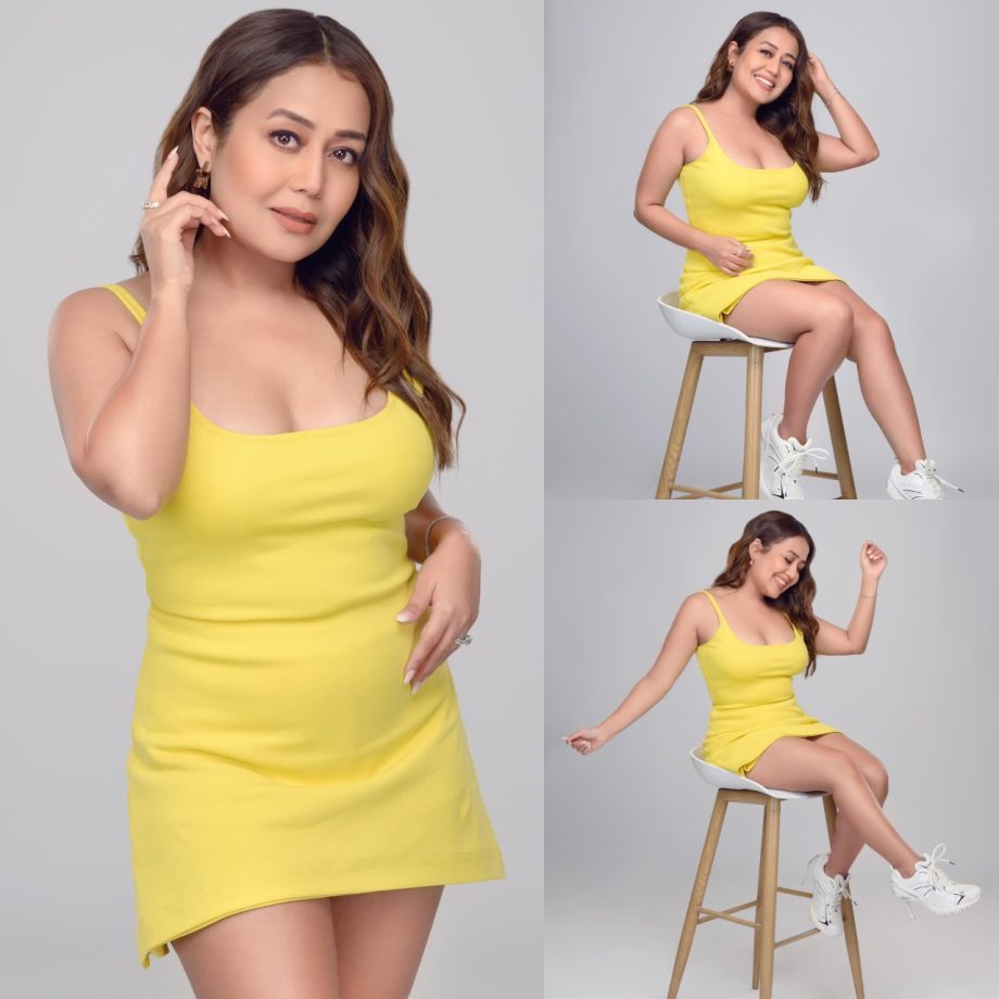 Super Sensuous: Neha Kakkar turns preppy in scooped neck yellow bodycon 875641