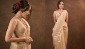 Surbhi Jyoti turns muse in beige sequinned saree and floral bun, check out
